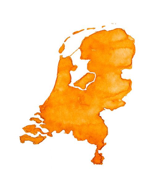 Netherlands is Orange | Map in watercolour by WorldMapShop