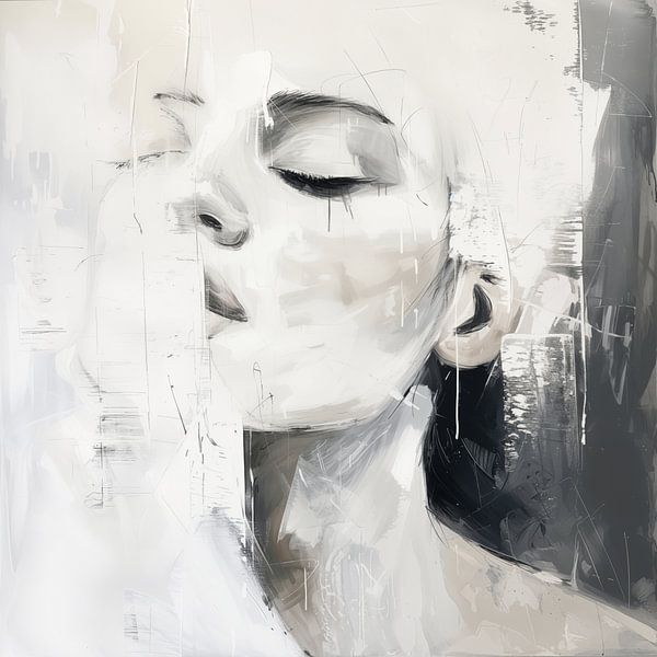 Mysteriöse Frau abstrakt schwarz und weiß von TheXclusive Art