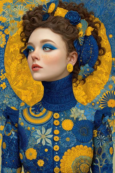portrait in yellow and blue by Egon Zitter