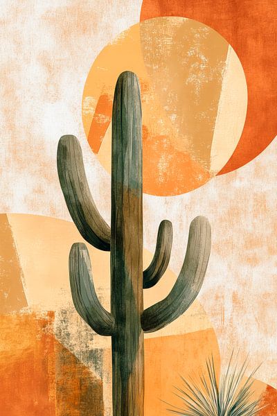 Kaktus vor geometrischem Hintergrund von Poster Art Shop