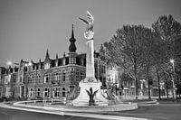 The Dragon Fountain of 's-Hertogenbosch in black and white