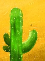 Cactus on the Desert Storm - Minimalist Illustration