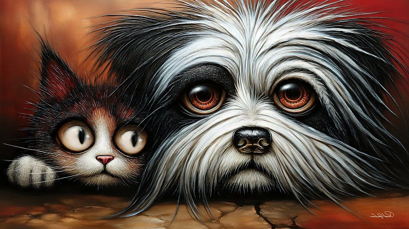 Hund - Katze - Cartoon von Gelissen Artworks