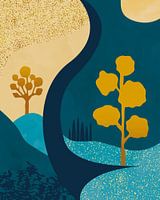 Abstrakte Landschaft bei Tag und Nacht