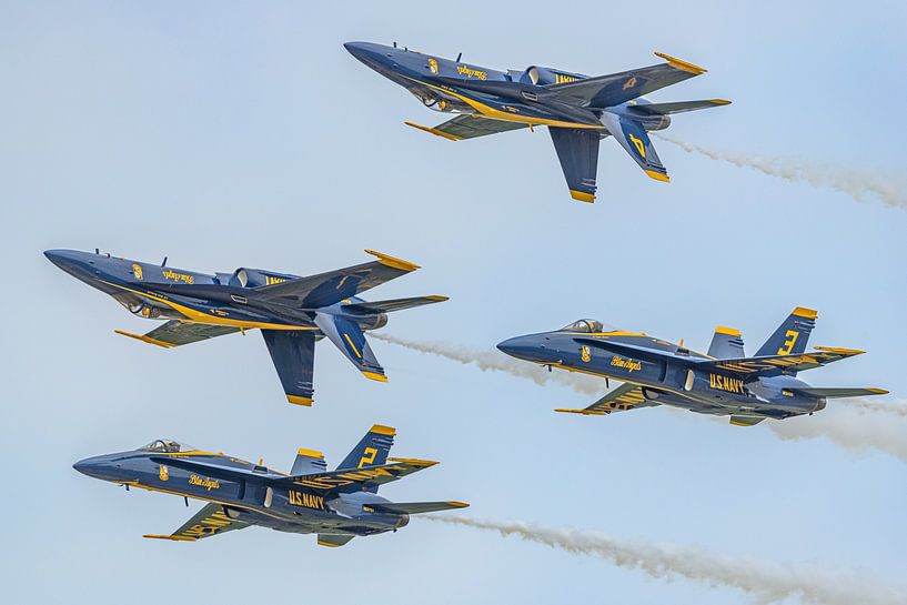 Blue Angels perform the Double Farvel manoeuvre. by Jaap van den Berg