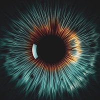 Atemberaubende Nahaufnahme einer Iris in schönem Blau und natürlichem Farbton, aufgenommen in hyperrealistischer Digitalkunst