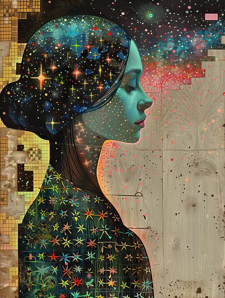 Sterngucker Scherenschnitt von Abstraktes Gemälde