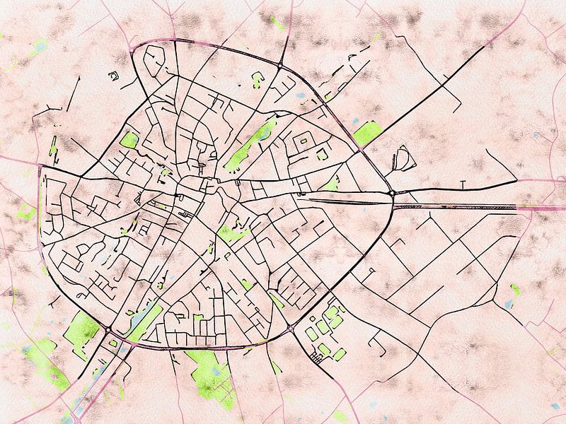 Carte de Poperinge avec le style 'Soothing Spring' par Maporia