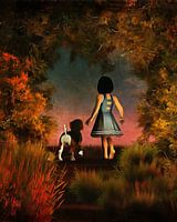 Kinder Kunst: Romantischer Spaziergang im Wald