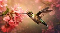 he Magic of a Flying Hummingbird in a Sea of Spring Flowers