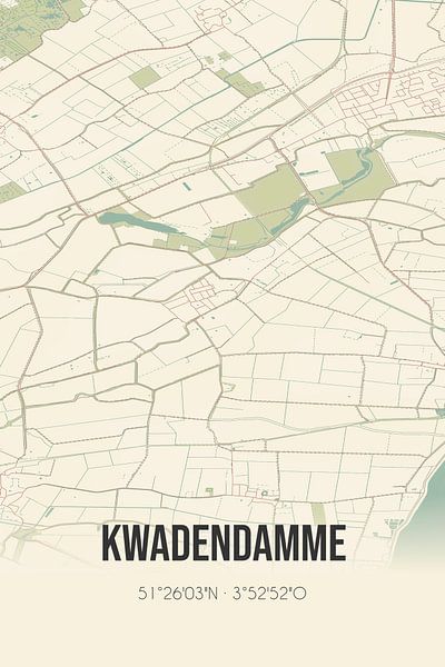 Alte Landkarte von Kwadendamme (Zeeland) von Ortsdrucke