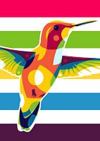 The Flying Hummingbird in Pop Art Style