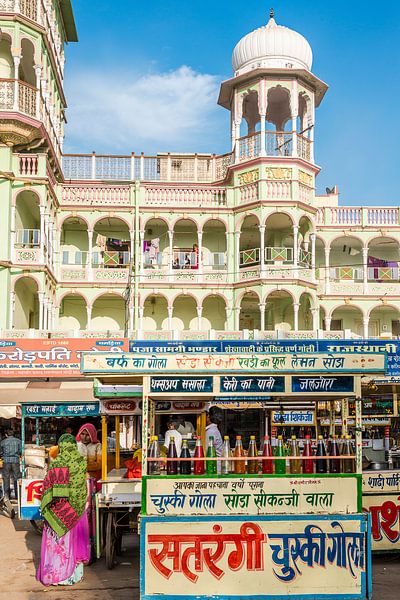 Food stalls for the Rani Sati temple Jhunjhunu, Shekawati by Theo Molenaar