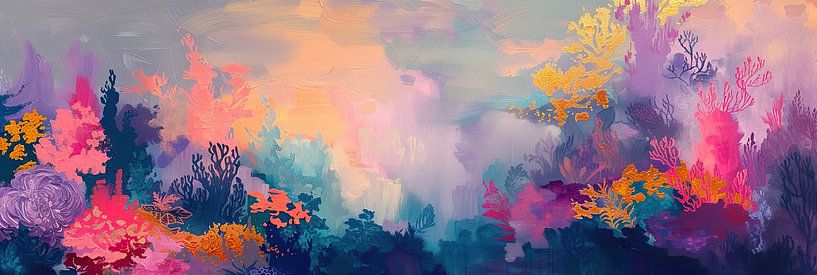 Neon Coral Painting | Electric Coral Dreamscape by Art Whims