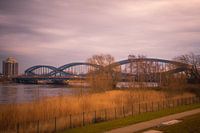 Ufer der Elbe mit Stahlbrücke