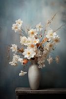 Dry bouquet grey cream amber blue