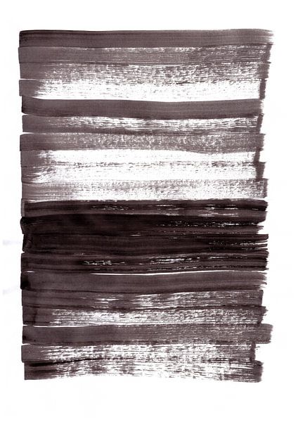 Peinture abstraite à l&#039;encre de Chine chaude. Rayures noires sur fond blanc. par Dina Dankers