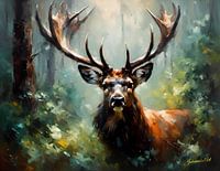 Vie sauvage - Surréalisme abstrait - Cerf 1