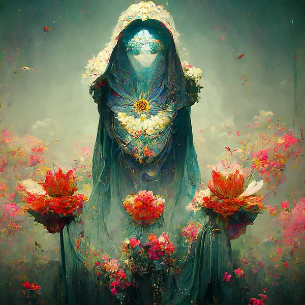 DIGITAL ART flower park girl by Rando Fermando