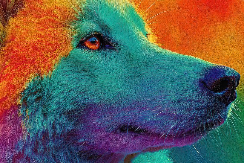 art moderne japonais Akita Inu chien par Egon Zitter