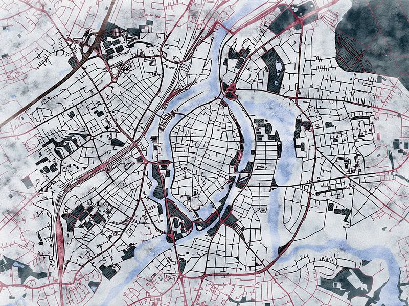 Carte de Lübeck avec le style 'White Winter' par Maporia
