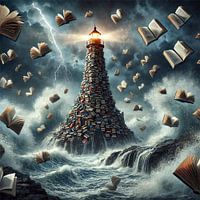 The Lighthouse of Knowledge - Magical poster for visionaries and book lovers