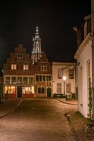 Photo de nuit de la tour de notre chère dame (lange Jan) à Amersfoort