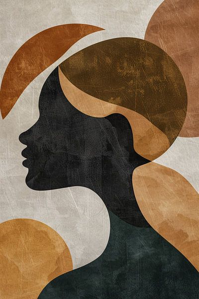 Abstrakte Silhouette in Gold- und Erdtönen von Art & Soul Creations