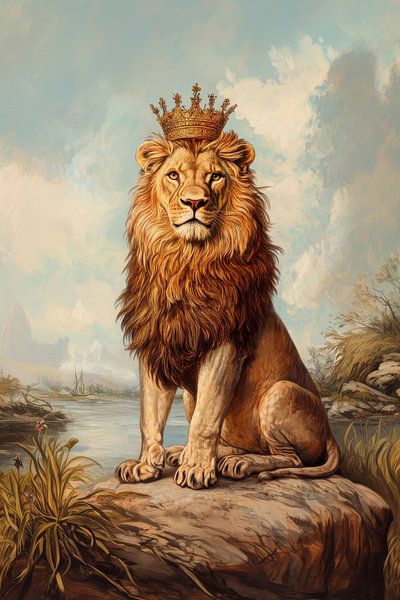 Löwe auf steinernem Thron Königliche Wachsamkeit von Eva Lee