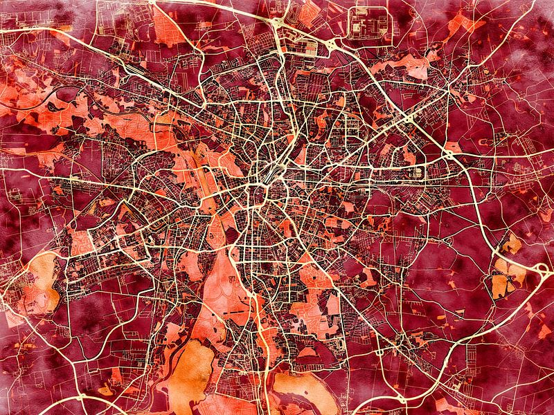 Carte de Leipzig avec le style 'Amber Autumn' par Maporia