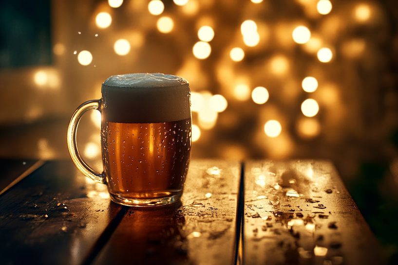 Luminous beer glass in the evening by Poster Art Shop