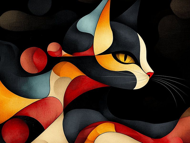 Mystical Cat in Colourful Abstraction by Karina Brouwer