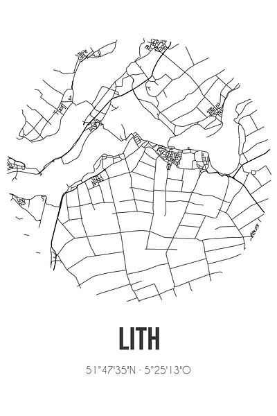 Lith (North Brabant) | Map | Black and White by Prints of Place
