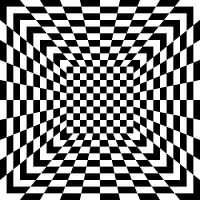 3D illusie met zwarte en witte tegels