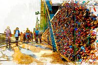 Le pont Liebesschlösser à Cologne avec sa cathédrale