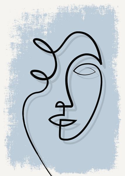 Porträt/Linienzeichnung blau von Color Square