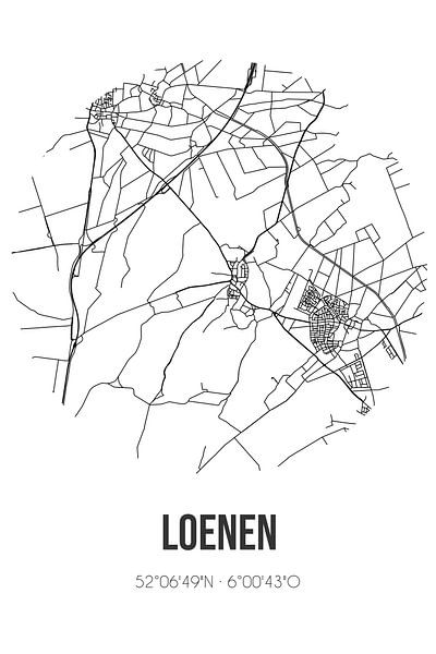 Loenen (Gelderland) | Map | Black and white by Prints of Place
