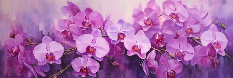 Purple orchid flowers painted with oil colours, art design by Animaflora PicsStock