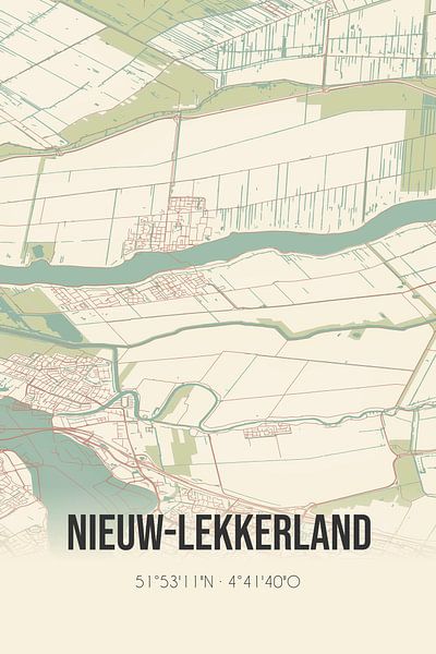 Alte Karte von Nieuw-Lekkerland (Südholland) von Ortsdrucke