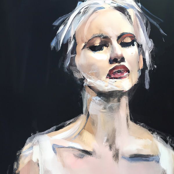 Abstraktes Porträt &quot;Gib mir nur die Nacht&quot; von Carla Van Iersel