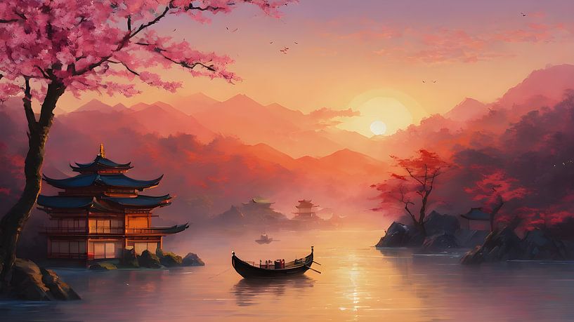 Harmonie de la nature et de l'architecture au coucher du soleil par Bart Veeken