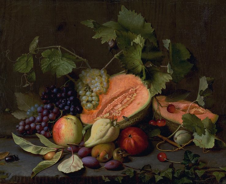 Stilleben mit Melonen und Weintrauben, Otto Didrik Ottesen von Meisterhafte Meister