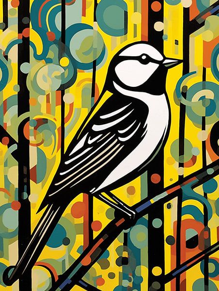 Kohlmeise Singvogel heimisch bunt modern grafisch abstrakt von gm_designs