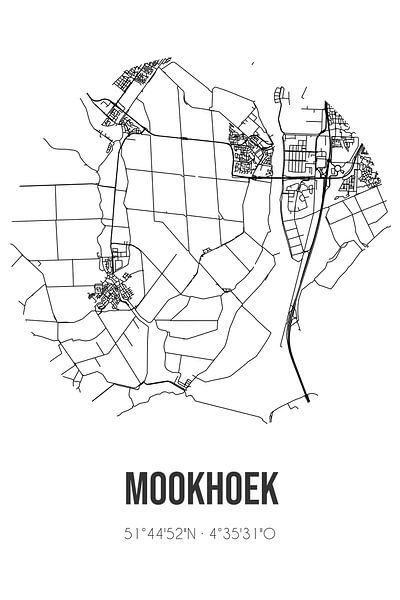 Mookhoek (South Holland) | Carte | Noir et Blanc par Affiches de lieux