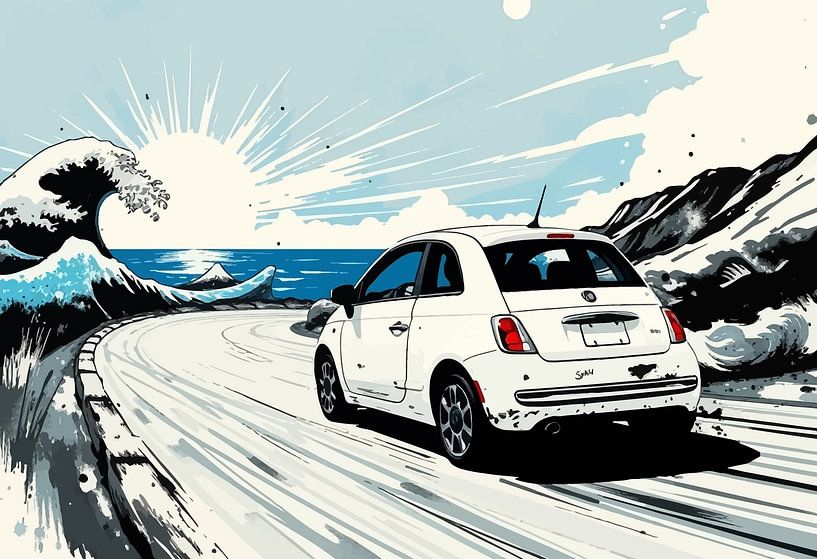 Fiat 500 - Le zen du mouvement Vague de l'océan par MIROKKU