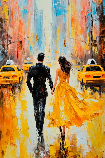 Couple in city life - Colourful impressions by Poster Art Shop