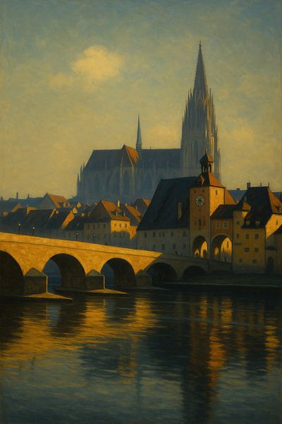 Goldene Spiegelungen von Regensburg - Zeitlose europäische Wandkunst von Travel Shop