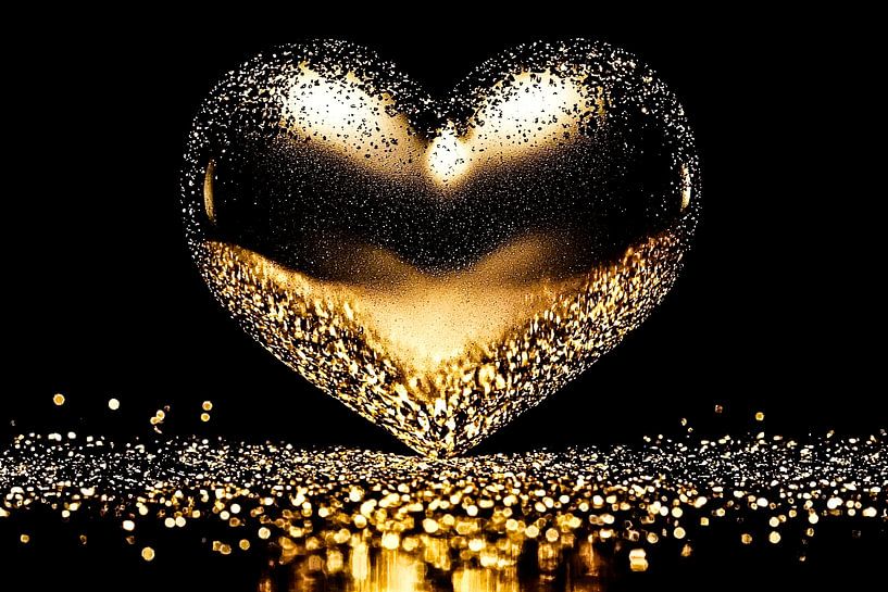 Golden heart with glitter by Art & Soul Creations