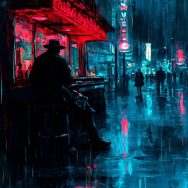 Nachtleben im Regenlicht von Poster Art Shop