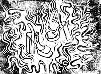 Schuhe, die schweben - Linoldruck